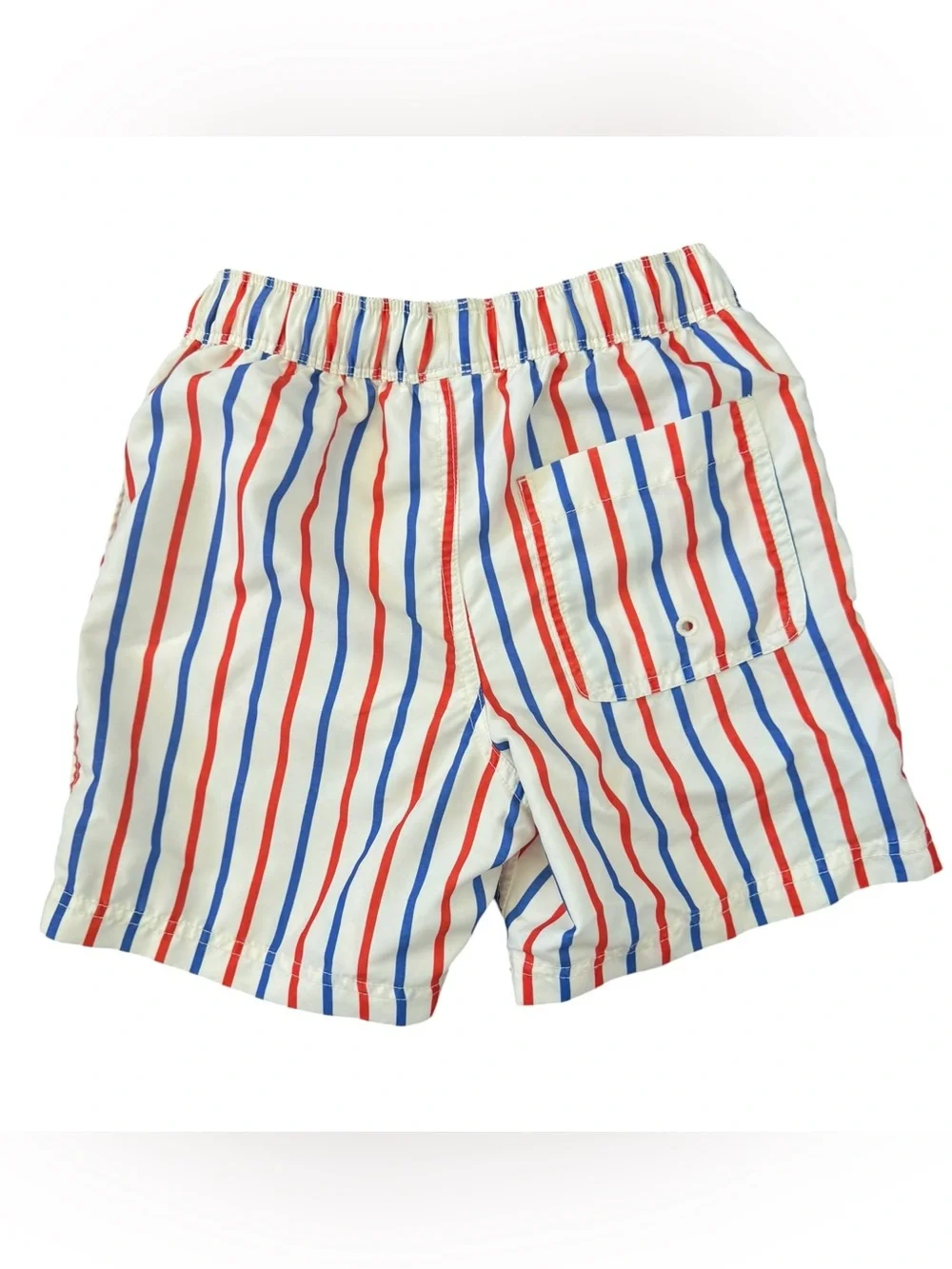🏝️ HANNAH ANDERSON Boys Striped Swim Shorts - White with Red & Blue Stripes